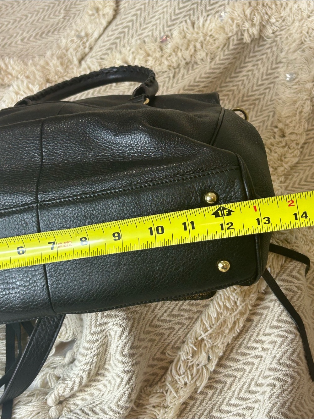 Aimee Kestenberg Black Leather Satchel with Gold Metallic Detail - Picture 11 of 12